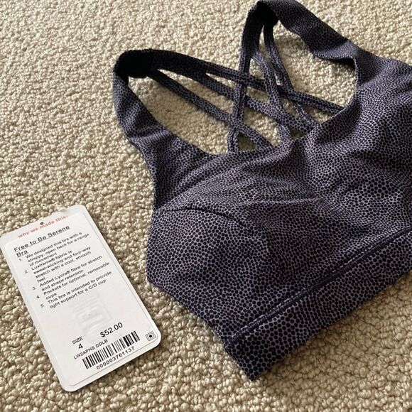 LULULEMON Free to Be Serene Bra Disperse Dusky Strappy Light Support Size 4 EUC - Picture 4 of 9